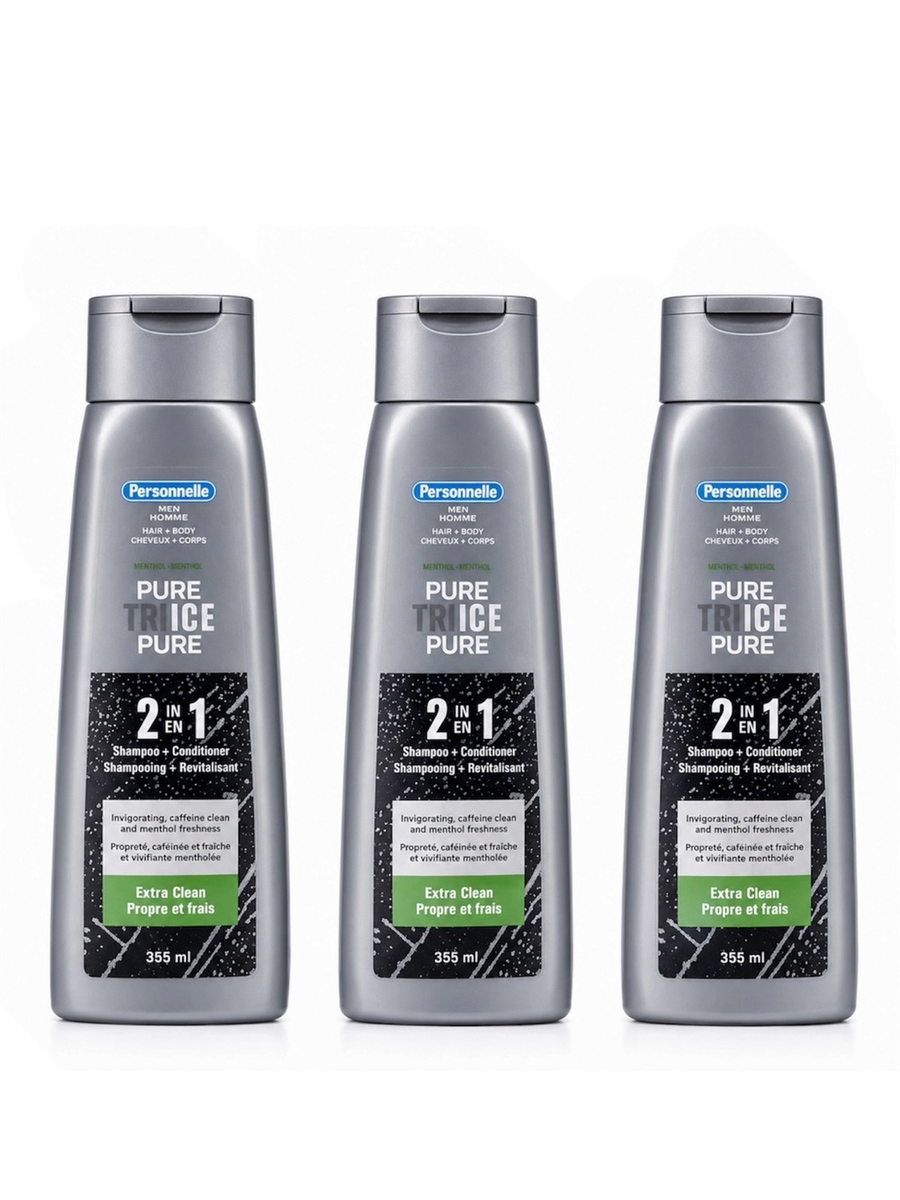 PERSONNELLE PURE FORCE 2 IN 1 SHAMPOO + CONDITIONER X3 - BRAND NEW